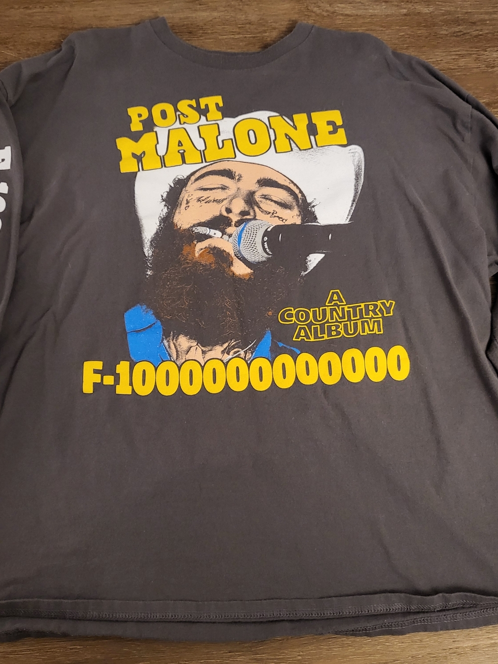 Post Malone 'A Country Album' Graphic Tee - Charcoal with Yellow & Blue Print